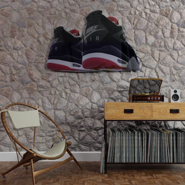 Jordan 4 BRED Glass Wall Print