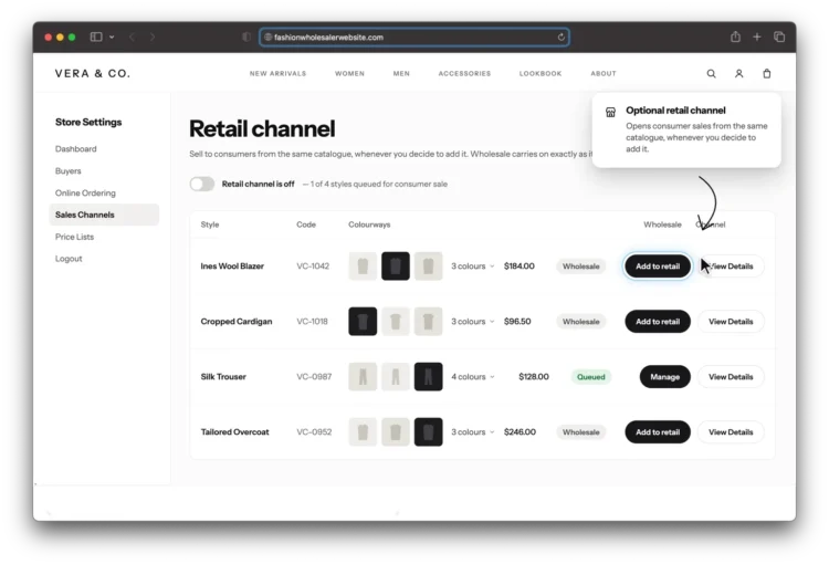 Optional retail channel