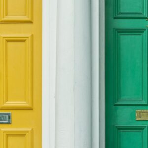 Missed sales green door beside yellow door